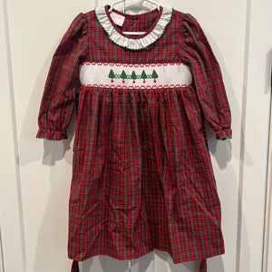 Girls Toddlers Petit Bebe Christmas Smock Dress 3T